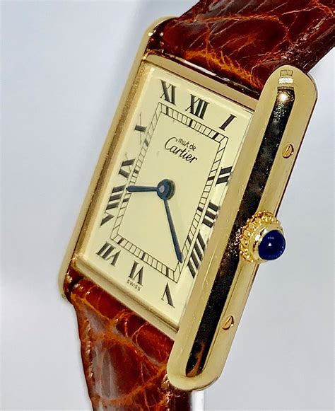 reloj cartier vermeil tank quartz argent 925|used cartier tank vermeil watches.